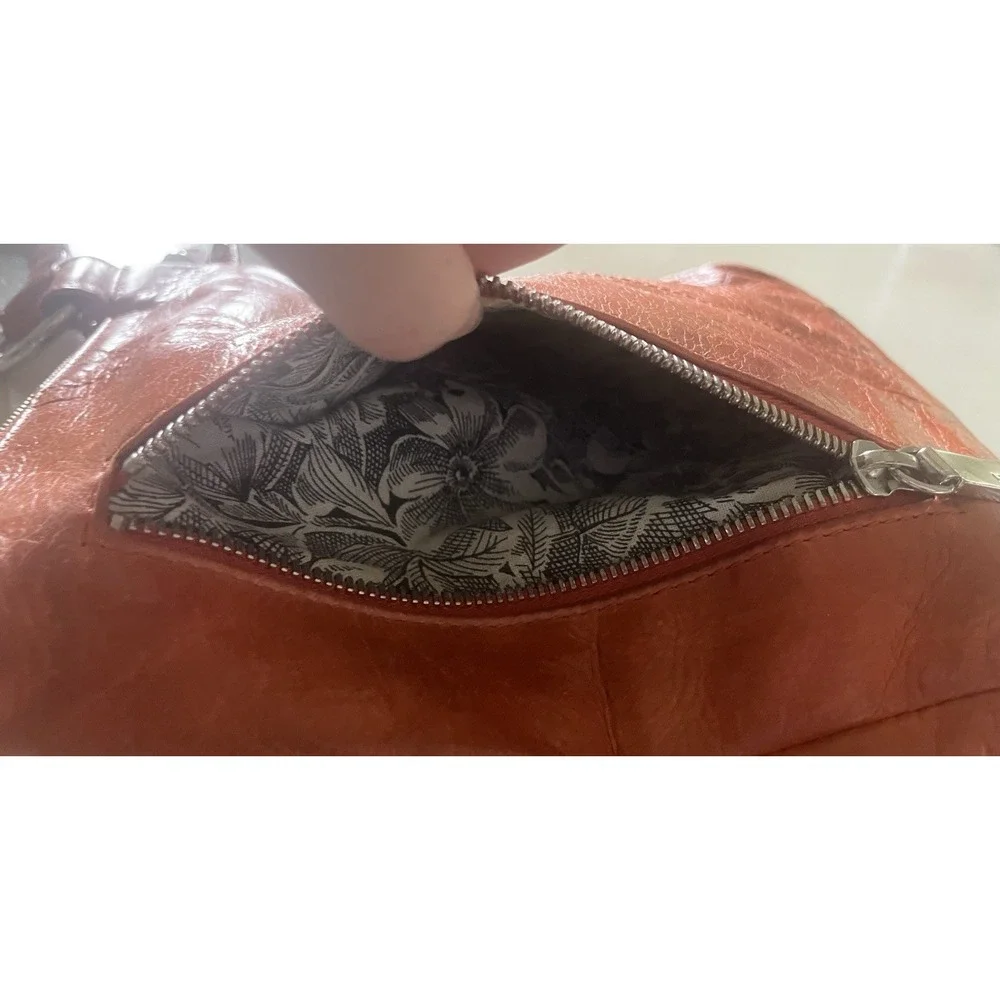 Hobo Brand Orange Leather Shoulder Bag Boho‎